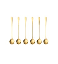 1010 Çelik Gold 6 Adet 18 cm Uzun Tatlı Latte ve Dondurma Kaşığı cin510sr-6