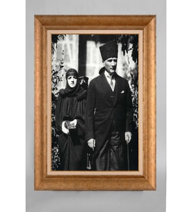 Altın Varaklı Paspartulu Çerçeveli Atatürk Tablo nt856
