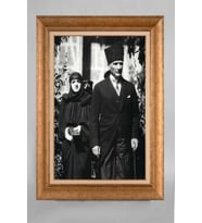 Altın Varaklı Paspartulu Çerçeveli Atatürk Tablo nt856