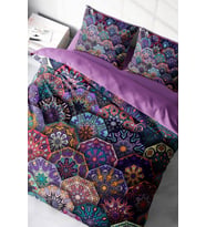 Çift Kişilik Nevresim Takımı Sık Dokuma Pamuk Saten 3d Özel Tasarım Ethnic Purple