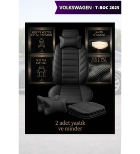 volkswagen troc 2025 Koltuk ve Kılıf uyumlu Yastık Lüks Minder Siyah 2 Minder 2 Yastık
