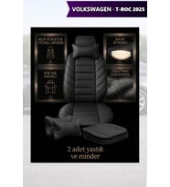 volkswagen troc 2025 Koltuk ve Kılıf uyumlu Yastık Lüks Minder Siyah 2 Minder 2 Yastık