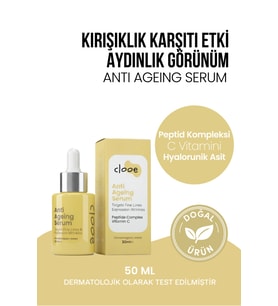 İnce Çizgi ve Kırışıklık Karşıtı Sıkılaştırıcı Aydınlatıcı Peptid ve C Vitamini Destekli Vegan Yüz Serumu 30 ml