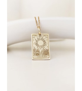 Altın Kaplama  The Sun Tarot Gümüş Kolye