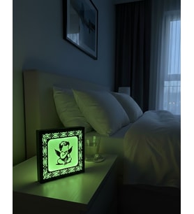 Dekoratif Pilli LED Işıklı Melek Figürlü Gece Lambası - 14x14 cm Yeşıl