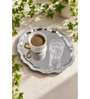 Jasper Elora 6'lı Paslanmaz Çelik Oval Kahve Sunum Tepsisi Servis Çay Tepsisi Dekoratif Tepsi Sunum Tepsi