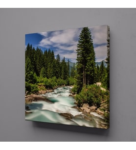 ORMANDA DERE KANVAS TABLO 90x90cm (Karışık)