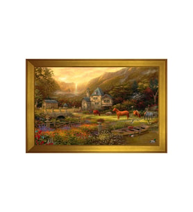 Manzara Temalı Kanvas Tablo 80 x 110 cm Gold Çerçeve