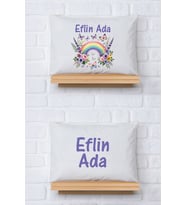 Pia Baby Premium %100 Pamuk İkili İsim Yazılı Kız Bebek Yastık Kılıfı – 35x45 cm Organik Baskı 5045-13 (Ekru)
