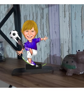 Kişiye Özel Futbolcu Çocuk Karikatür Ahşap Biblo