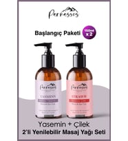 "Parnassos Yasemin ve Çilek Aromalı Masaj Yağı 150 ml Seti - Romantik ve Tatlı Masaj Deneyimi