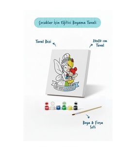 Çocuklar İçin En Tatlı Annem Boyama Tuvali Şövalesiz Boya Seti 20x20 cm