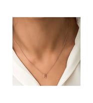 Gümüş Rose 3 Boyutlu R Harf Kadın Kolye CSR2183779