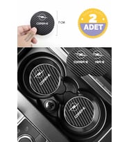Opel Corsa-e Siyah Karbon Bardak Altlığı Opel Logolu Corsa-e Yazılı Dayanıklı 7 cm Tasarımı 2 Adet