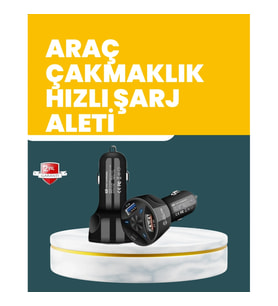 Mey İthalat® 55W Hızlı Şarj Araç Çakmaklık Adaptörü QC 3.0 PD
