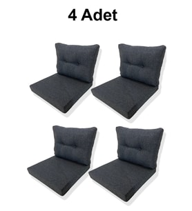 4 Adet Bahçe Balkon Mobilyası Minderi mavi(4 ADET MİNDER, 4 ADET KIRLENT)