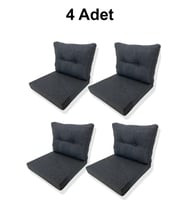 4 Adet Bahçe Balkon Mobilyası Minderi mavi(4 ADET MİNDER, 4 ADET KIRLENT)
