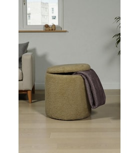 Kuzu Tüy Kumaş Sandıklı Silindir Çok Amaçlı Puf Koltuk Bench Tabure Sehpa
