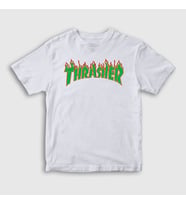 Presmono Unisex Çocuk Beyaz Logo V4 Thrasher T-Shirt 278911tt (Beyaz)