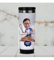 Kişiye Özel Tenisçiye Hediye Karikatürlü Termos Bardak