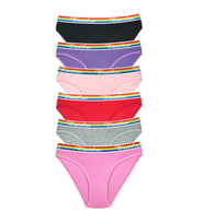 6 Adet Beli Renkli Lastik Pamuklu Kadın Slip Tutku Külot