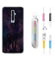 Oppo Reno 2Z 4 Lite 4 Pro 5 6 7 A31 Kılıf Kablo Koruma Spiral Silikon Black Purple Wolf 1791