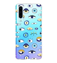 PrintiFy Huawei P30 ile Uyumlu 1mm Slim Fit Nazar Boncuğu 2 Baskılı Şeffaf  Kılıf