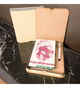 Anneler Günü Hediyesi Ahşap Kutulu Defter Kalem Set 006