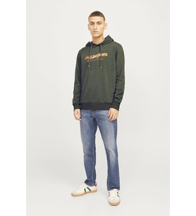 Jack & Jones JJALVIS Sweat Hood Erkek Kapüşonlu Sweatshirt Kanguru Cepli Günlük Hoodie (Haki)