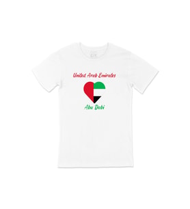 Abu Dabi Bayraklı Kalpli Tişört (Beyaz)