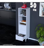 Eliusta Velar 50 cm 3 Çekmeceli Açık Raflı Mutfak Erzak Dolabı Çok Amaçlı Kiler Banyo Dolabı 50x150x32 cm