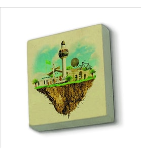 Suudi Arabistan Görseli Baskılı Doğaltaş  Magnet(KRG-073)Buzdolabı Süsü