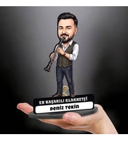 Klarnetçi Müzisyen Erkeğe Hediye Kişiye Özel Karikatürlü Biblo