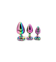 LilituShop Kalp Mücevherli Paslanmaz Çelik Gökkuşağı Anal Plug Alıştırma Seti