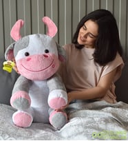 110 Cm Sevimli Peluş Arkadaşınız Oturan İnek (Gri)