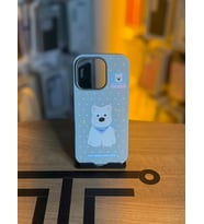 iPhone 16 Pro Uyumlu Özel Tasarım Sevimli Figürlü Deri Dokulu Telefon Kılıfı (Bebek Mavisi)