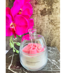 Pembe Orkideli Dekoratif Çiçek kokulu Mum/ Pink Orchid flower scented Candle