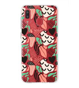 Samsung Galaxy A20 ile Uyumlu 1mm Kapak Memphis Desen Tasarımlı Şeffaf Silikon Kılıf