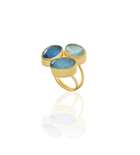 Kadir Jewellery 22 Ayar Altın Kaplama Zirkon Taşlı Ayarlanabilir Renkli Taşlı Yüzük