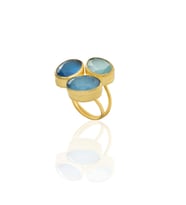 Kadir Jewellery 22 Ayar Altın Kaplama Zirkon Taşlı Ayarlanabilir Renkli Taşlı Yüzük