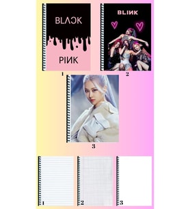 BlackpinkA4 defter 3 adet çizgili + kareli + çizgisiz büyük boy 21*29 cm süper set