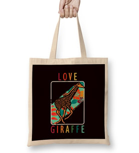 Love Giraffe Safari African Wild Animals Wildlife Wilderness Bez Çanta Uzun Saplı