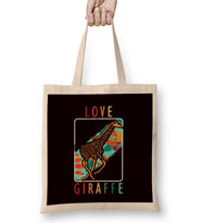 Love Giraffe Safari African Wild Animals Wildlife Wilderness Bez Çanta Uzun Saplı