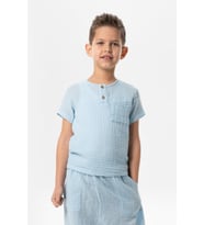 Kısa Kol Batı Yazlık Müslin Erkek Çocuk Tshirt Buz Mavi Bmv