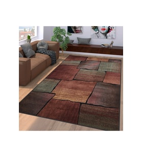 Rovigo Home Dijital Baskı Yıkanabilir Kaymaz Taban Salon Halısı RVG1103 160x120 cm (Kahverengi)