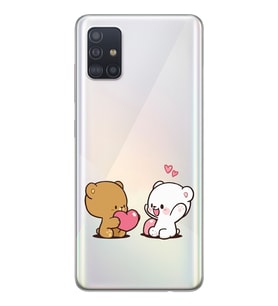 Samsung Galaxy A71 Uyumlu Kalpli Ayıcıklar Tasarımlı Şeffaf Telefon Kılıfı