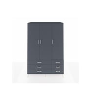 Kronos Dolap 5 Raflı 6 Çekmeceli Tek Askılı 132x59x195 Antrasit-Antrasit/Antrasit