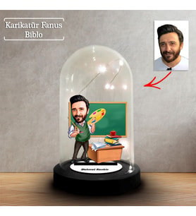 Kişiye Özel Karikatür Erkek Resim Öğretmeni Tasarımlı Fanus Biblo, Öğretmene Hediye, Öğretmenler Günü, Öğretmenler Günü Hediyesi, FN215