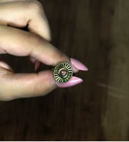 Doğal Taş Güneş Yuvarlak Doğal Taşlı Antik Model Kadın Ayarlanabillir Yüzük euy70gns (Turuncu)