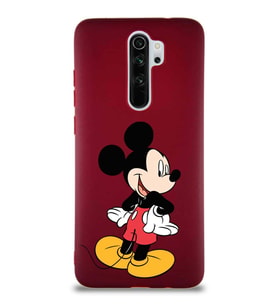 Xiaomi Redmi Note 8 Pro Soft Premier Kapak Mickey Mouse-D Tasarımlı Silikon Kılıf - Mürdüm (Şeffaf)